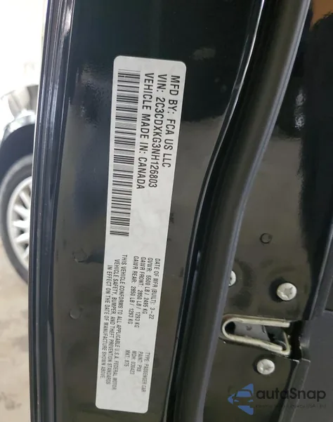 2022 Dodge Charger Police из США, поврежденный, VIN 2C3CDXKG3NH126803